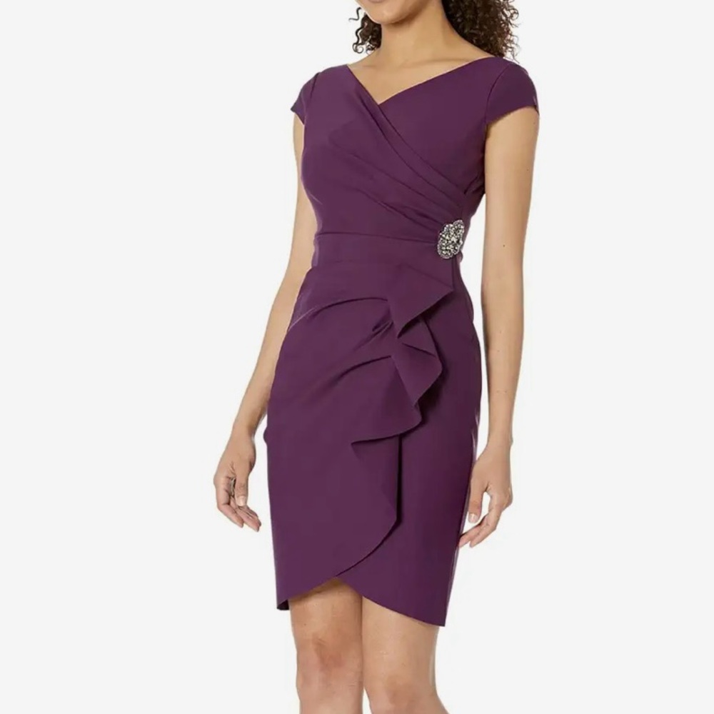 Alex Evenings Short Sheath Compression Collection Summer Plum Dress NEW size 6